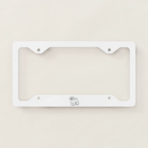 bichon frise cartoon license plate frame