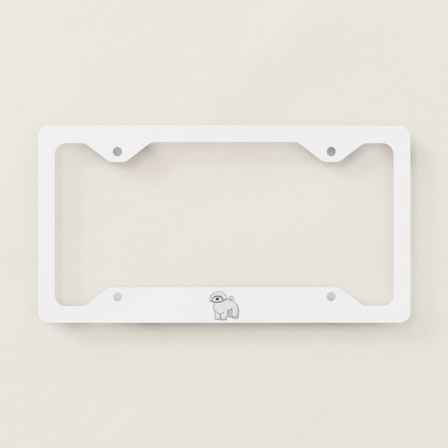 bichon frise cartoon license plate frame (Front)