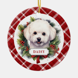Bichon Frise Ceramic Circle Ornament