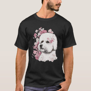 Bichon Frise Cherry Blossom Dog Breed Japanese Sak T-Shirt