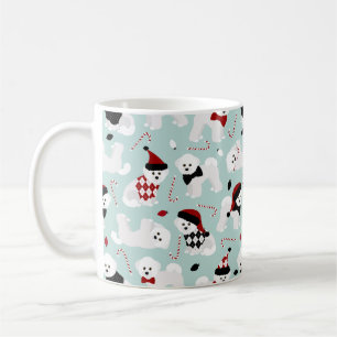 Bichon Frise Christmas Blue Coffee Mug