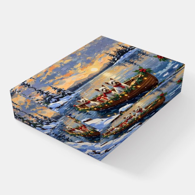 Bichon Frise Christmas Boat Holiday Paperweight (Angled)