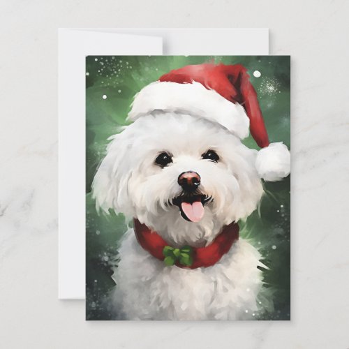 Bichon Frise Christmas brush painting artwork Holiday Card