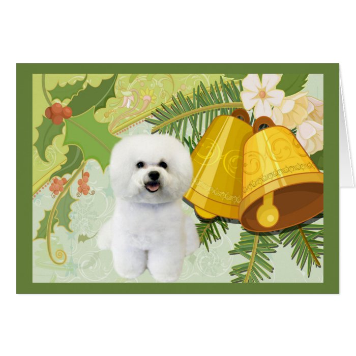 Bichon Frise Christmas Card Bells