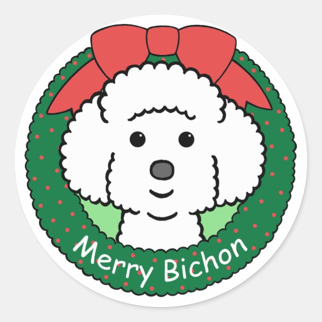 Bichon Frise Christmas Classic Round Sticker (Front)