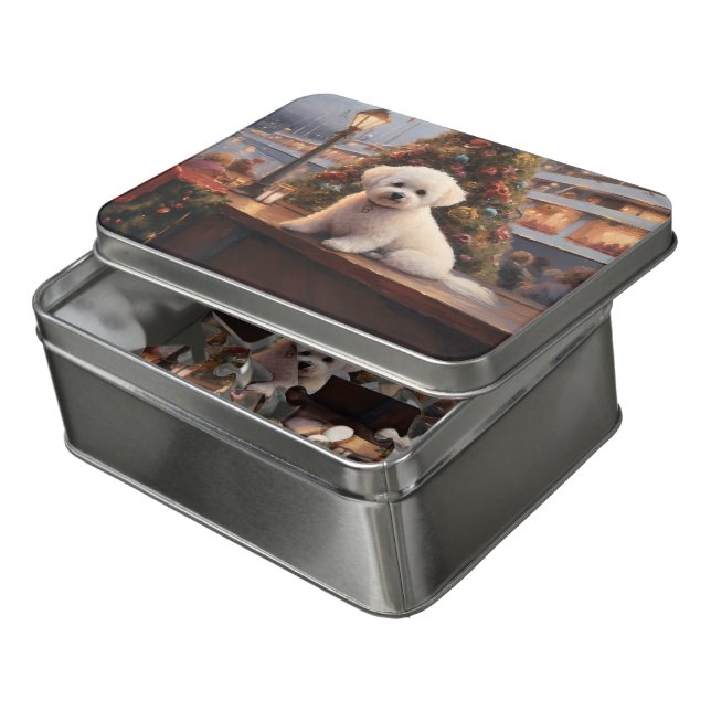 Bichon Frise Christmas Cruise: Pawsome Holiday  Jigsaw Puzzle (Lid Open)