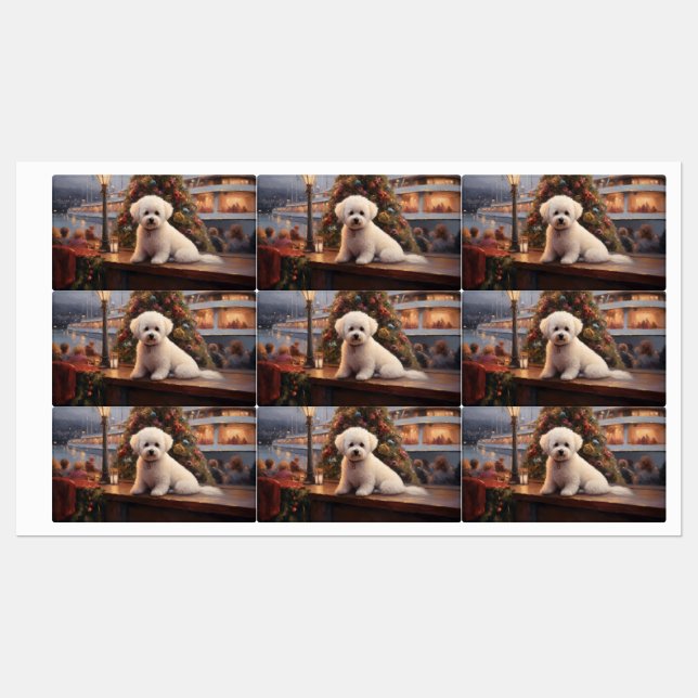 Bichon Frise Christmas Cruise: Pawsome Holiday  Labels (Sheet)