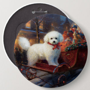 Bichon Frise Christmas Festive Season Button