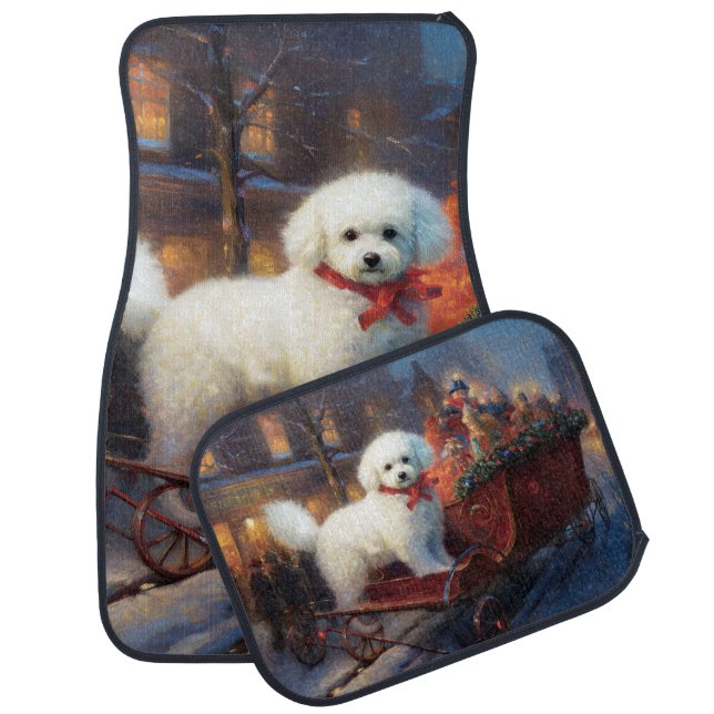 Bichon Frise Christmas Festive Season  Car Floor Mat (Set)