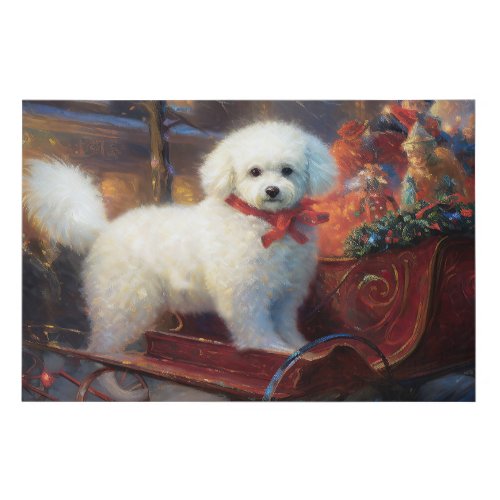 Bichon Frise Christmas Festive Season  Faux Canvas Print