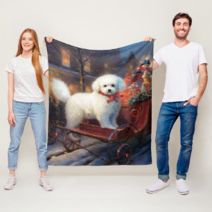 Bichon Frise Christmas Festive Season Fleece Blanket