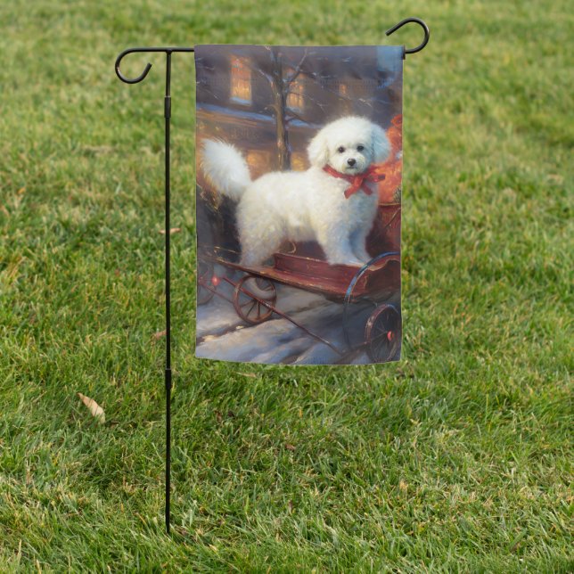 Bichon Frise Christmas Festive Season  Garden Flag (In SItu)