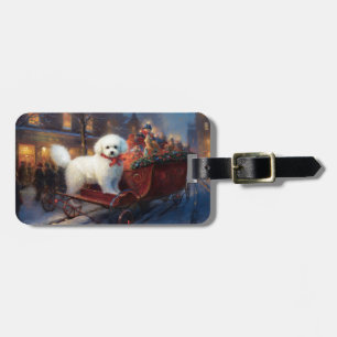 Bichon Frise Christmas Festive Season Luggage Tag