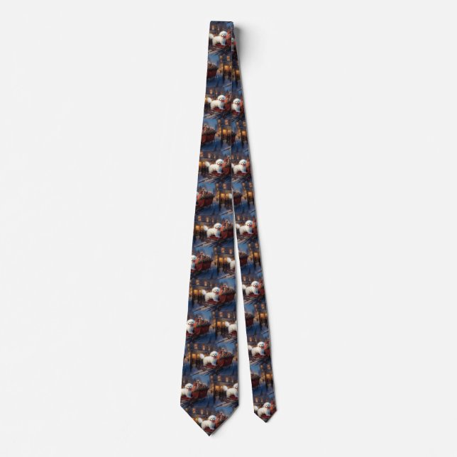 Bichon Frise Christmas Festive Season  Neck Tie (Front)