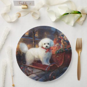 Bichon Frise Christmas Festive Season  Paper Plates