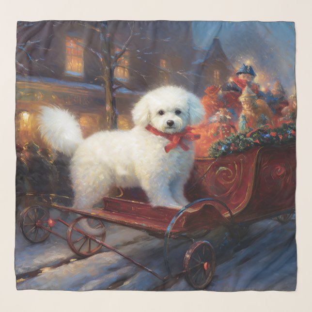 Bichon Frise Christmas Festive Season  Scarf (Front)