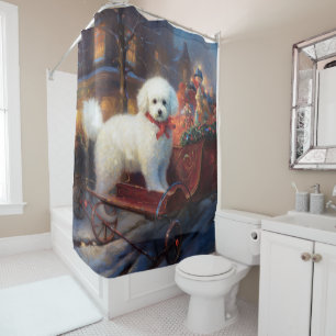 Bichon Frise Christmas Festive Season Shower Curtain