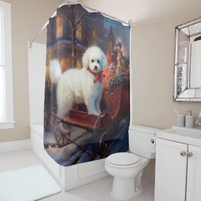 Bichon Frise Christmas Festive Season  Shower Curtain (In Situ)