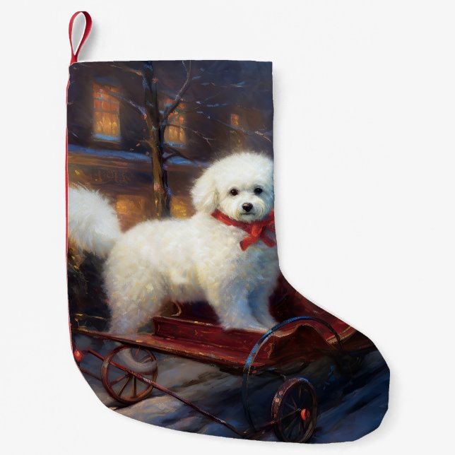 Bichon Frise Christmas Festive Season  Small Christmas Stocking (Front)