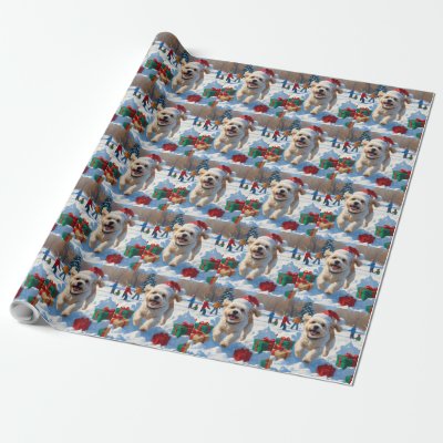 Bichon Frise Christmas Festive Snow Scene Wrapping Paper