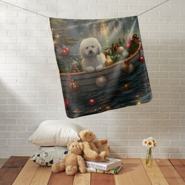 Bichon Frise Christmas Festive Voyage Baby Blanket (In Situ)