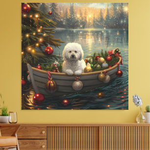 Bichon Frise Christmas Festive Voyage Canvas Print