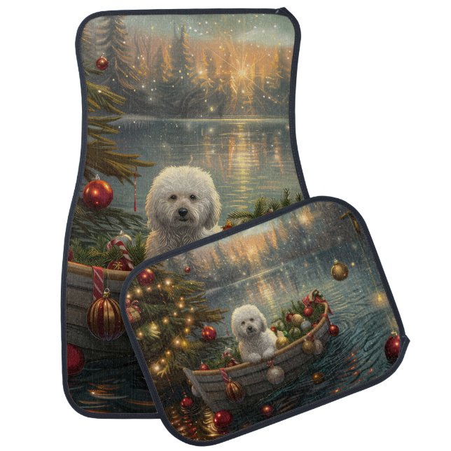 Bichon Frise Christmas Festive Voyage Car Floor Mat (Set)