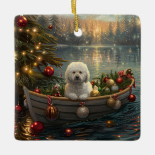 Bichon Frise Christmas Festive Voyage Ceramic Ornament