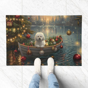 Bichon Frise Christmas Festive Voyage Doormat