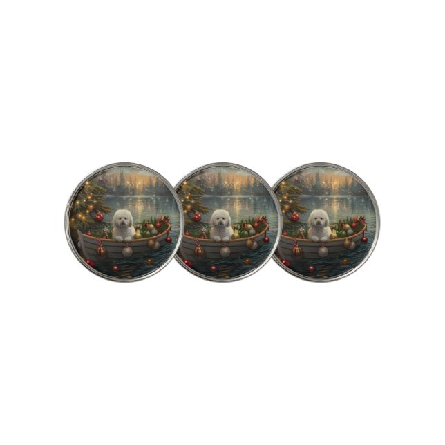 Bichon Frise Christmas Festive Voyage Golf Ball Marker (3 Up)