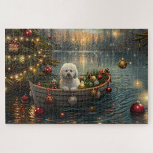 Bichon Frise Christmas Festive Voyage Jigsaw Puzzle