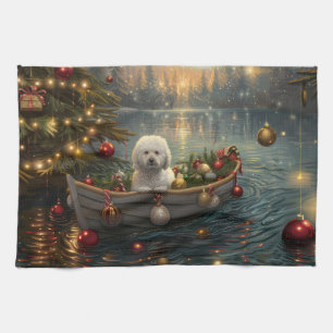 Bichon Frise Christmas Festive Voyage Kitchen Towel