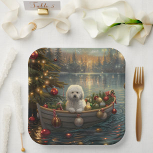 Bichon Frise Christmas Festive Voyage Paper Plates