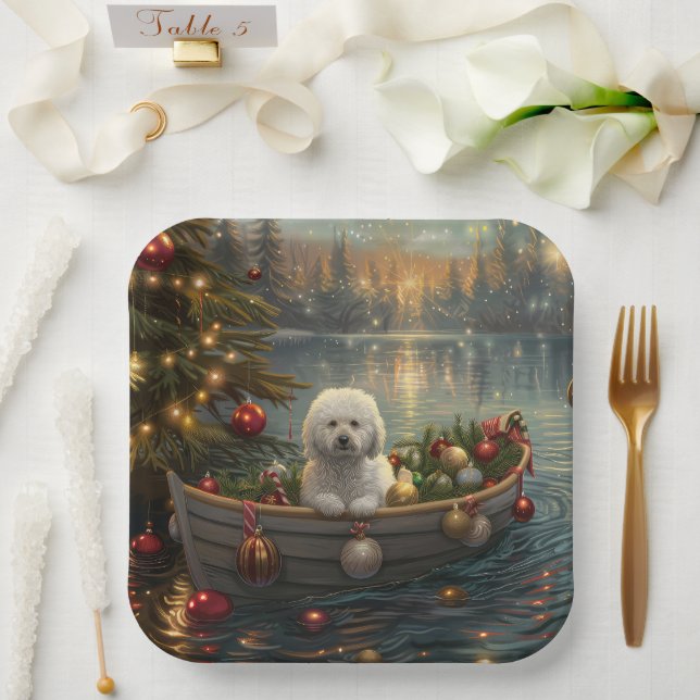 Bichon Frise Christmas Festive Voyage Paper Plates (Wedding)