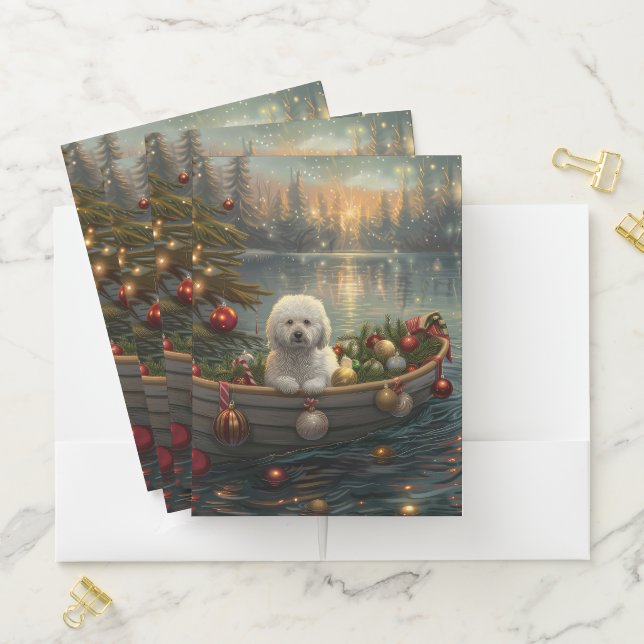 Bichon Frise Christmas Festive Voyage Pocket Folder (In Situ)