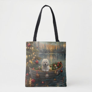 Bichon Frise Christmas Festive Voyage Tote Bag