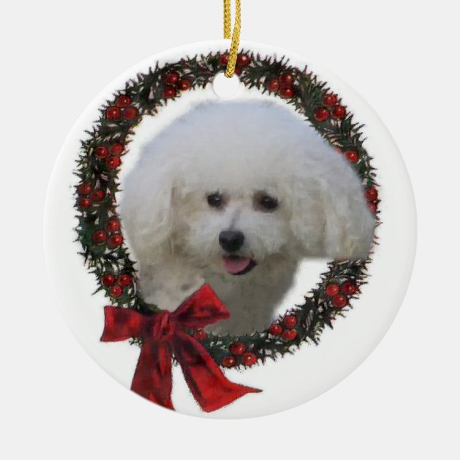 Bichon Frise Christmas Gifts Ornament (Front)
