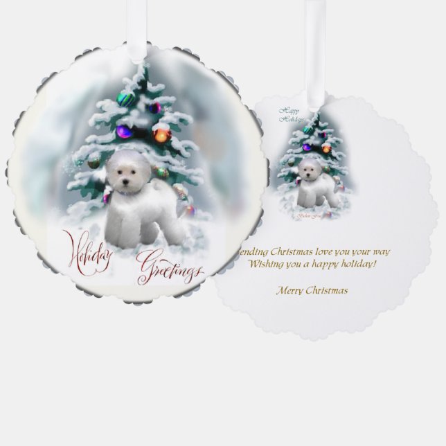 Bichon Frise Christmas Gifts Ornament Card (Front/Back)