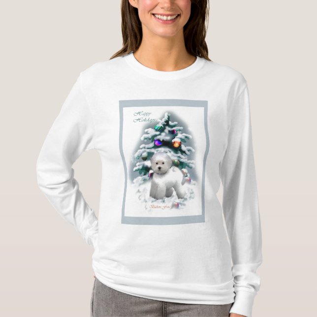 Bichon Frise Christmas Gifts T-Shirt (Front)