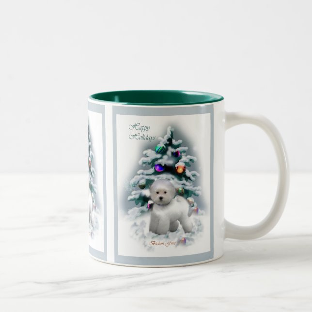 Bichon Frise Christmas Gifts Two-Tone Coffee Mug (Right)