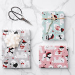Bichon Frise Christmas Gray Blue Pink Wrapping Paper Sheets<br><div class="desc">Cute bichon frise Christmas dogs in argyle sweaters and Santa hats sit,  stand and rollover with candy canes and ornaments on a light gray,  blue and pink background.</div>