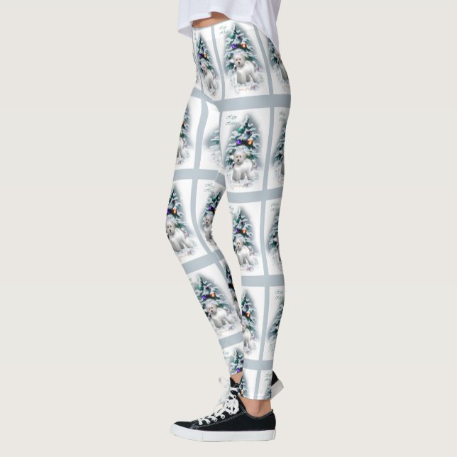 Bichon Frise Christmas Leggings (Left)