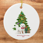 Bichon Frise Christmas Ornament<br><div class="desc">Celebrate the joy of the season with a touch of furry charm! This Custom Bichon Frise Christmas Ornament is the perfect way to honor your beloved four-legged friend this holiday season. Crafted with care, this ornament features a festive Bichon Frise, complete with a Santa hat. What makes this ornament truly...</div>
