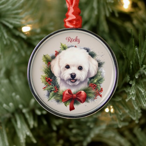 Bichon Frise Christmas Pet Memorial Dog Breed Metal Ornament