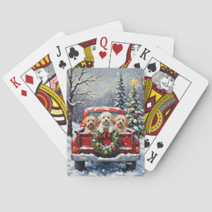 Bichon Frise Christmas Red Truck Holiday Poker Cards