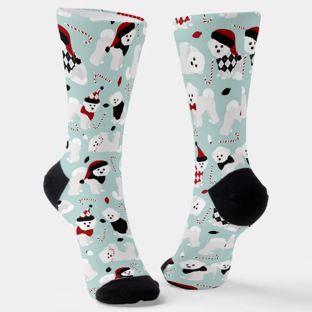 Bichon Frise Christmas Socks (Angled)