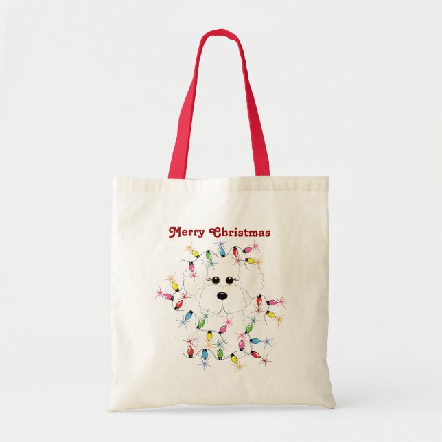 Bichon Frise Christmas Tote Bag (Front)