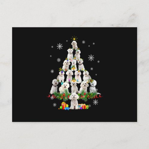 Bichon Frise Christmas Tree Lights Funny Dog Xmas Postcard