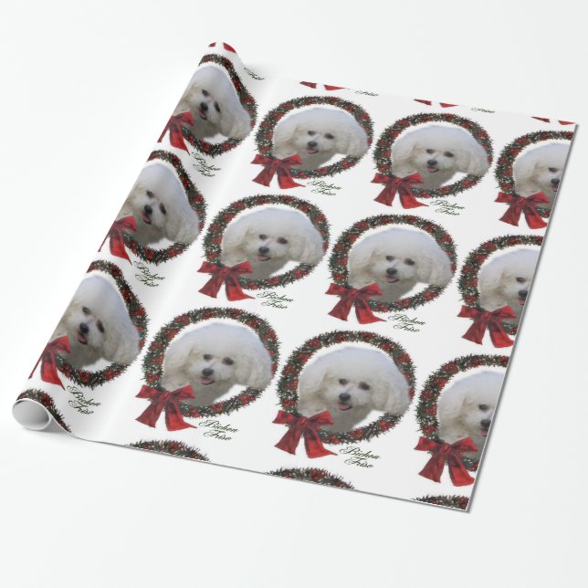 Bichon Frise Christmas Wrapping Paper (Unrolled)