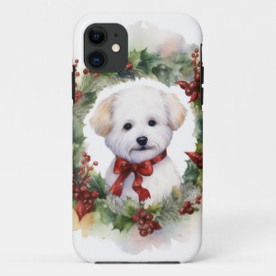 Bichon Frise Christmas Wreath Festive Pup iPhone 11 Case